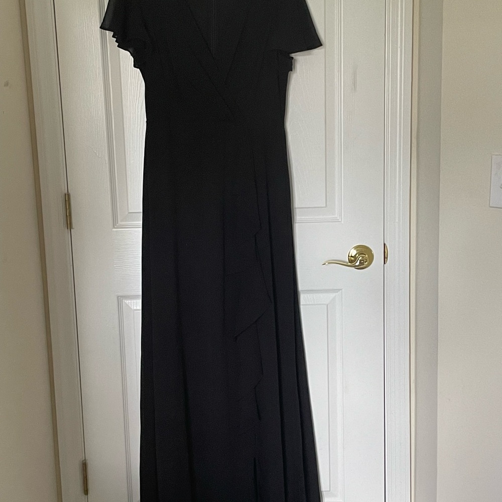 Ralph Lauren Black Flutter Sleeve Maxi Gown